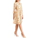 thumbnail image 4 of INSPIRE CHIC Vestido Camisero Floral Elegante para Mujeres con Cuello en V, Manga 3/4, Con Cinta Frontal, Vestido Fluido de Chifón L Beige, 4 of 5