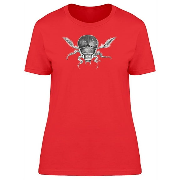 Diving Beetle B&W Art T-Shirt Women -Image by Shutterstock, Female XX-Large