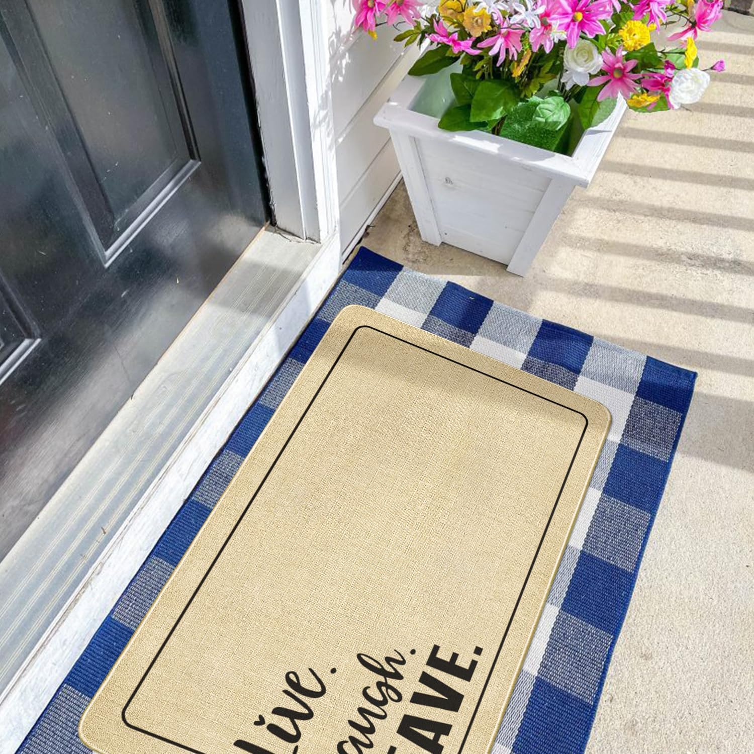 Funny Go Away Welcome Door Mats Outdoor,Live Laugh Leave Doormat, Cute Quick Drying Durable Low-Profile Rubber Backing Rug Indoor Entryway Front Porch Home Decor 30" x 17"
