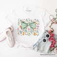 thumbnail image 5 of Floral Coquette Bow T-Shirt, Cute Spring Preppy Girly Flowers Tee, 5 of 6