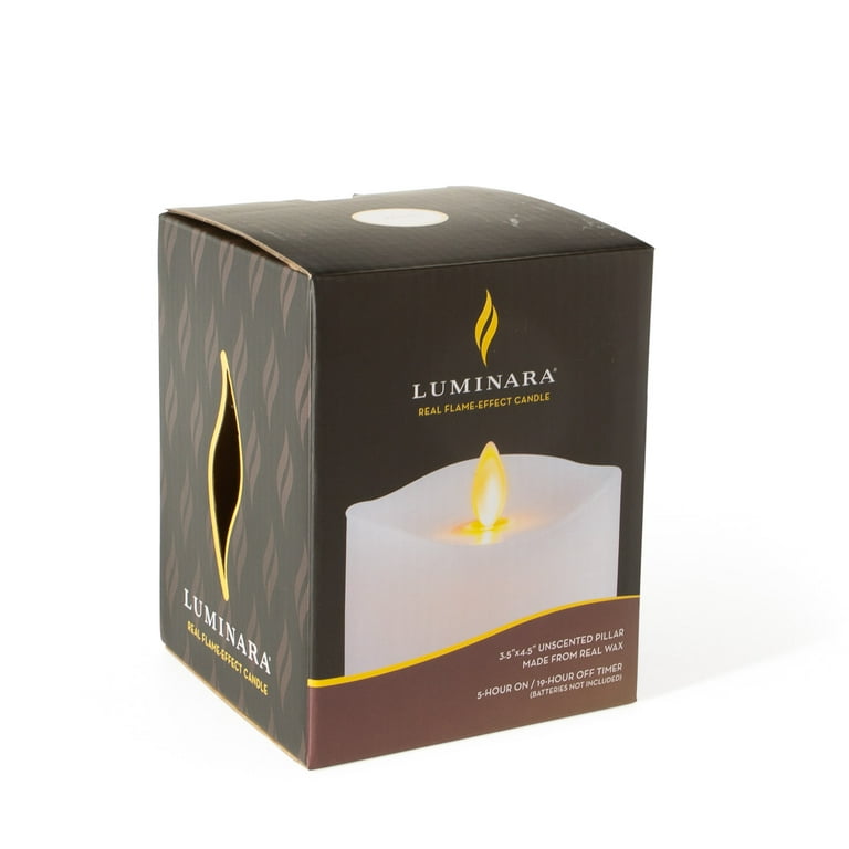 Radiance - Simply Ivory Clear Glass Pillar Candle - Poured Wax - Realistic  LED Flame Effect - Indoor - Unscented Wax 