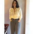 thumbnail image 4 of Womens Y2k Peplum Cardigan Sweater Long Sleeve Button Up Crochet Cardigan Ruffle Fall Fashion Sweater Light Yellow L, 4 of 8