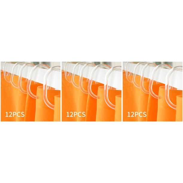 Kearding Pack of 12 Clear Shower Curtain Hooks Plastic Rod Bendable Bathing Hook C-shaped Ring Transparent Curtains Home Rings 3Conjunto