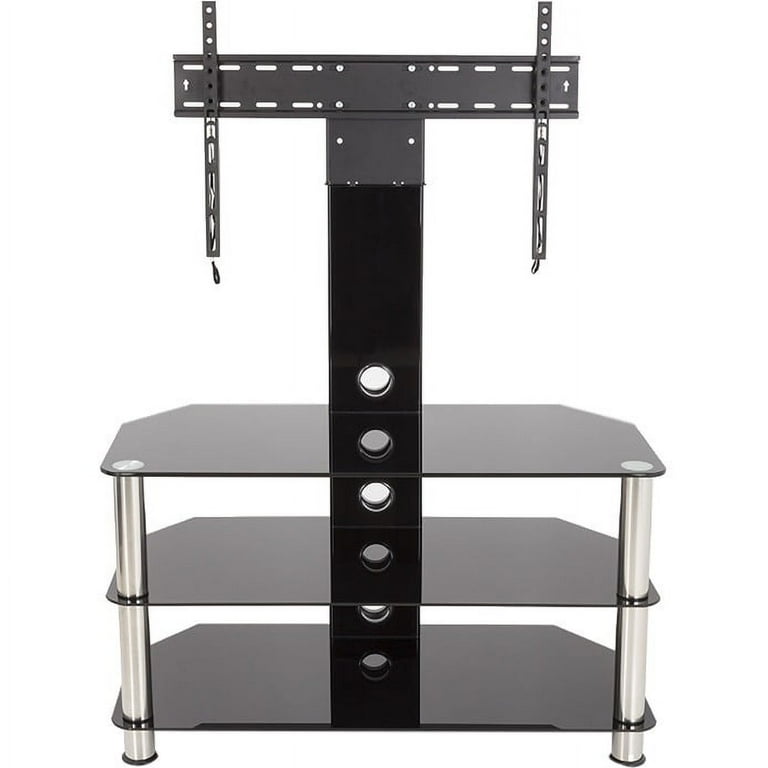 SDCL900 A Stand with TV Mount for TVs up to 60 inch Black Glass Chrome Legs