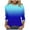 Blue, variant on Women's Gradient Color Blouse 3/4 Sleeve Round Neck Soft Comfortable Top Tees Tshirts for Everyday Wear My Order My Items