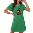 thumbnail image 2 of Meichang Halloween Dress for Women Nightgowns Pumpkin Print Sleepwear Sleep Shirt Crew Neck Short Sleeve Nightshirt Print Mini Sleepdress, 2 of 4
