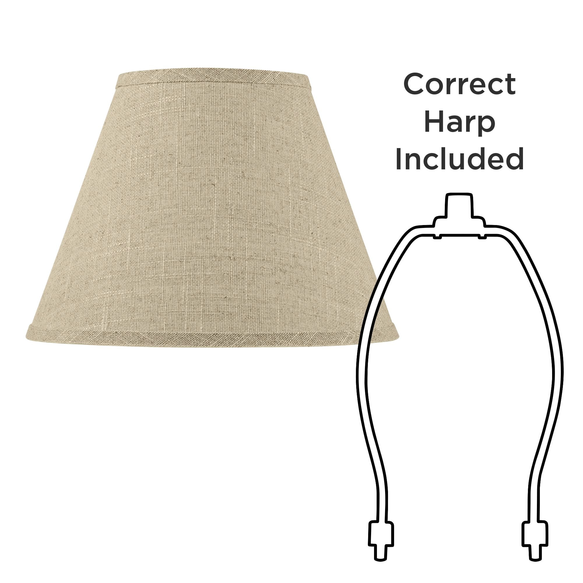Springcrest Set of 2 Empire Lamp Shades Fine Burlap Small 6" Top x 12" Bottom x 9" Slant Spider Replacement Harp and Finial Fitting