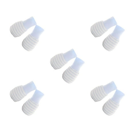 

5 Pair Newborn Baby Anti-Scratch Mittens Breathable Gloves Unisex Toddler Warm Cotton Gloves Blue stripe