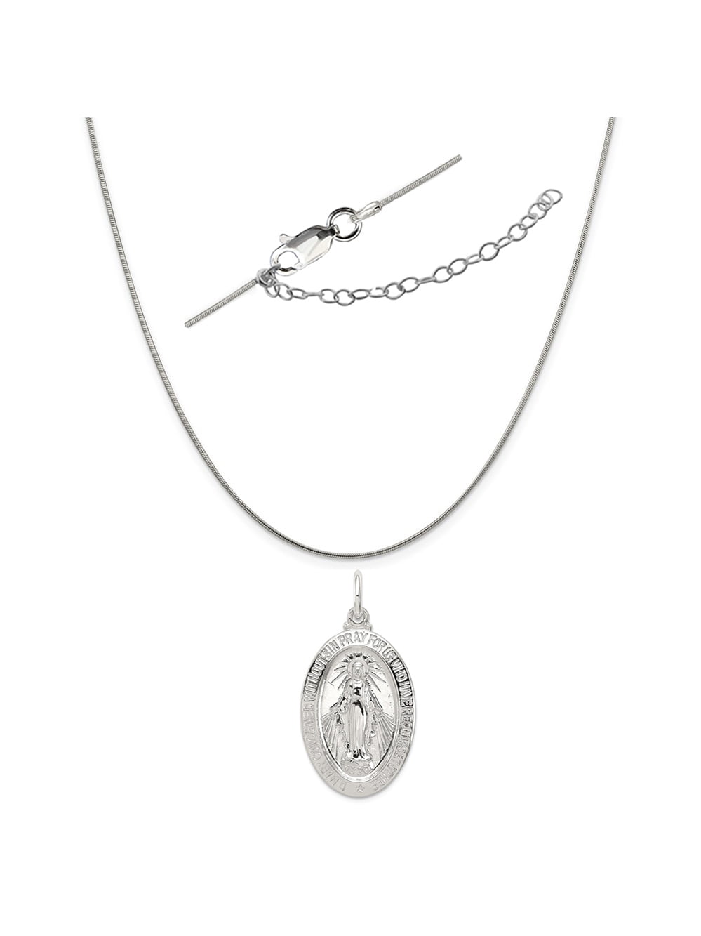 Sterling Silver Rhodium Plated Polished French Horn Charm on a Sterling Silver Cable Snake or Ball Chain Necklace