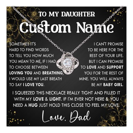 To My Daughter Necklace From Dad, Father Daughter Necklace Name, Daughters From Dad, Daughters Pendant Necklace, Birthday Her Teen Women #1052, Gold Love Knot Necklace