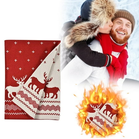

nsendm Checked Scarf Winter New Year Christmas Knitted Shawl Scarf Christmas Ornaments Ear Warming Headband Women Scarf B One Size