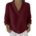 thumbnail image 4 of Cadancy Sweater Tops for Women V Neck Long Sleeve Pullover Dressy Casual Knit Sweaters Plus Size Loose Solid Color Cozy Trendy Fall Winter Clothes, 4 of 6
