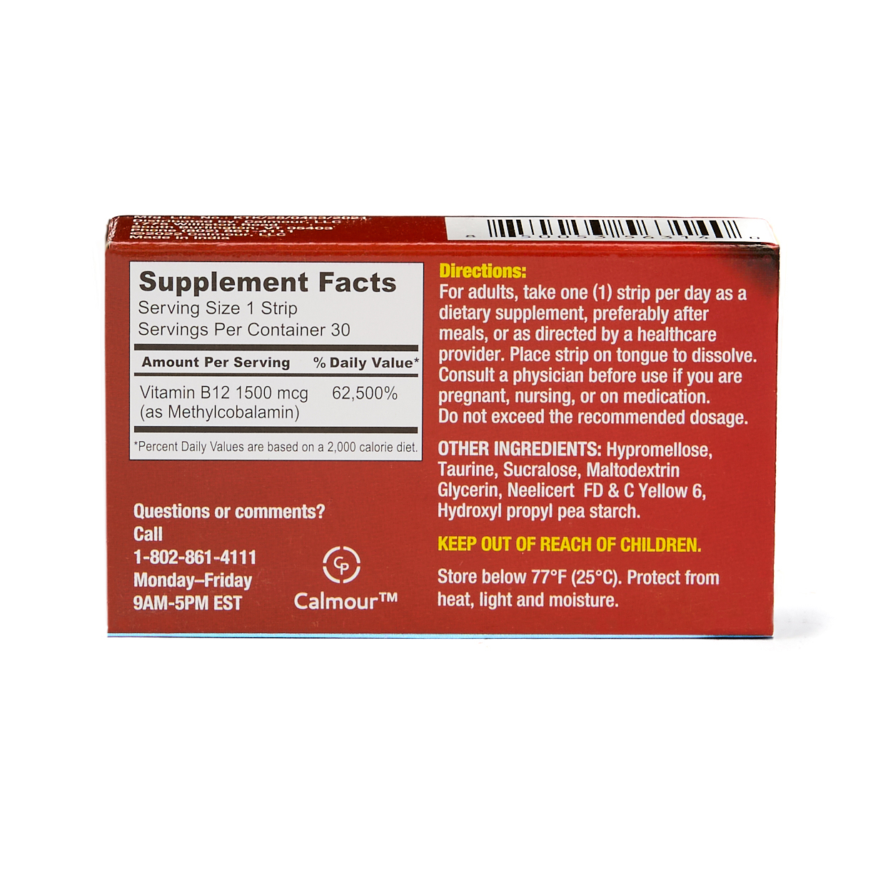 Calmour Vitamin B12 Quick Dissolving Oral Strips Dietary Supplements - Pack of 30