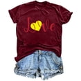 thumbnail image 1 of Mujeres Impreso Casual Top, Manga Corta Crew Cuello Blusa para la Primavera Y el Verano Desgaste, Ligero Imitación Algodón Moda Tee, 1 of 2