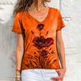 thumbnail image 1 of Puntoco - Camiseta de manga corta con cuello en V y estampado floral suelto para mujer Puntoco Puntoco-1261, 1 of 4