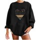 thumbnail image 2 of ICHUANYI Clearance Women's Fashion Sweatshirts Long Sleeved Lovely Printed Pullover Fall Crewneck Sweatshirt(Black, S) ICHUANYI WER2023081514336, 2 of 6