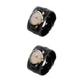 thumbnail image 4 of Reloj de hombre Minnieouse decoración de moda correa de cuero Reloj de cuarzo Negro 2Conjunto, 4 of 6