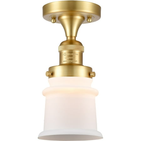 

Satin Gold Tone Semi Flush 6 Wide Steel/Cast Brass/Glass Medium Base LED 1 Light Fixture