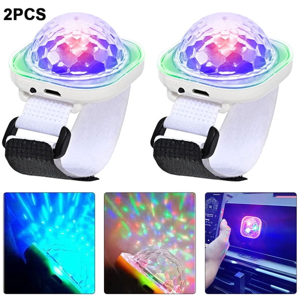 Mini Pulsera USB Con Luces Discoteca Juguete para 400mAh Fiesta Baile Color Blanco 2 Uds.