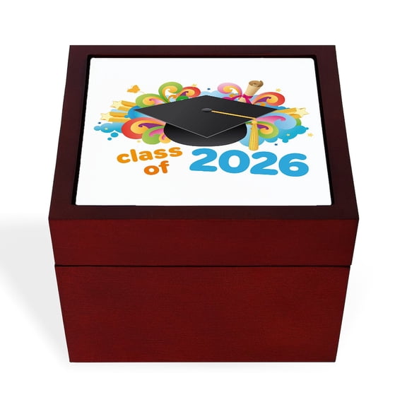 CafePress - 2026 Graduation - Keepsake Box, Finished Hardwood Jewelry Box, Velvet Lined Memento Box