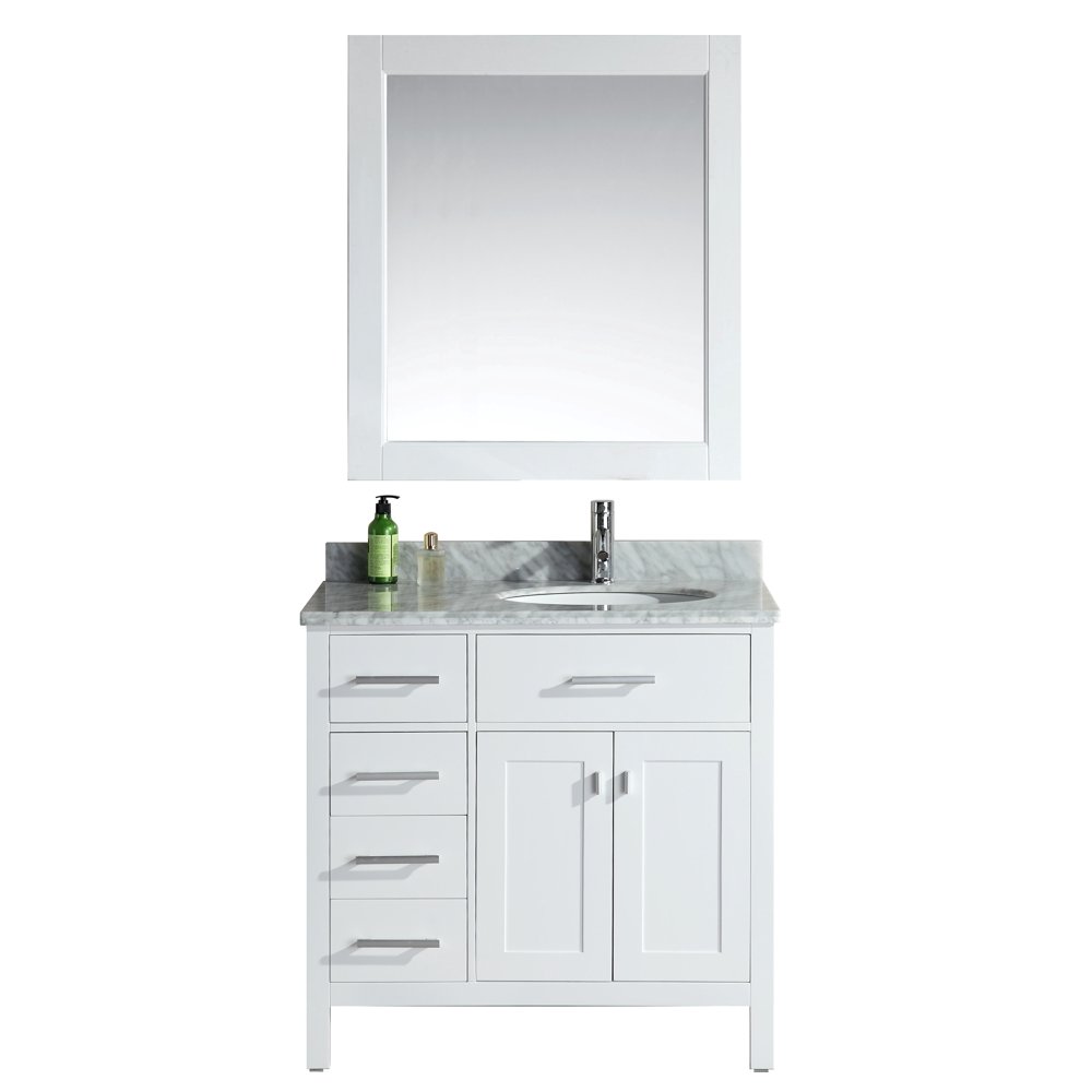 Design Element London 36" Single Sink Bathroom Vanity Set in White with