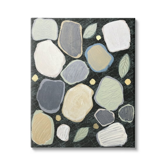 Stupell Industries Abstract Pebbles & Leaves Abstract Painting Gallery Wrapped Canvas Art Print Wall Art, 16 x 20