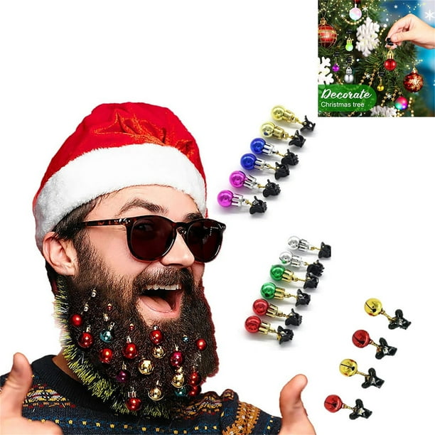 ¡Super Descuento!, Adornos para barba: 32 adornos navideños coloridos para vello facial para hombres en las fiestas, mini bigotes fáciles de colocar Akmoler