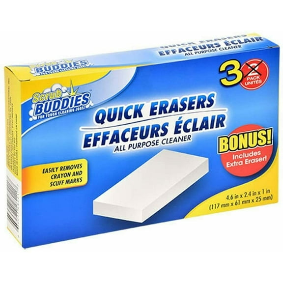Scrub Buddies 3 Pack Quick Erasers All Purpose Cleaner For Tough Cleaning Jobs(2 pack)