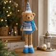 thumbnail image 7 of ZORVINEX Retractable Leg Christmas Bear Decor Stretchable Standing Bear Stuffed Figurine Holiday Plush Ornament For Fireplace Shelf Tabletop Home Party Decoration,Multicolor B, 7 of 7