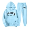 thumbnail image 7 of Domuza Men’s Complete Sport Tracksuit 2 Piece Sweatsuit Set, Graphic Long Sleeve Hoodie & Elastic Ankle Jogger Pants Athletic Outfit, Gym, Jogging and Outdoor Activities Light Blue 2XL, 7 of 7