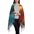 thumbnail image 2 of Xecao Red And Blue Fire Peacock Pattern Womens Winter Scarf Fall Scarf Oversized Large Scarf for Women Warm Shawl Wrap, 2 of 8
