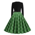 thumbnail image 3 of hotojiny St. Patrick's Day Dress for Women Fashion Elegant A-Line Flowy Maxi Dress Long Sleeve Crewneck Spring Summer Dress, 3 of 3