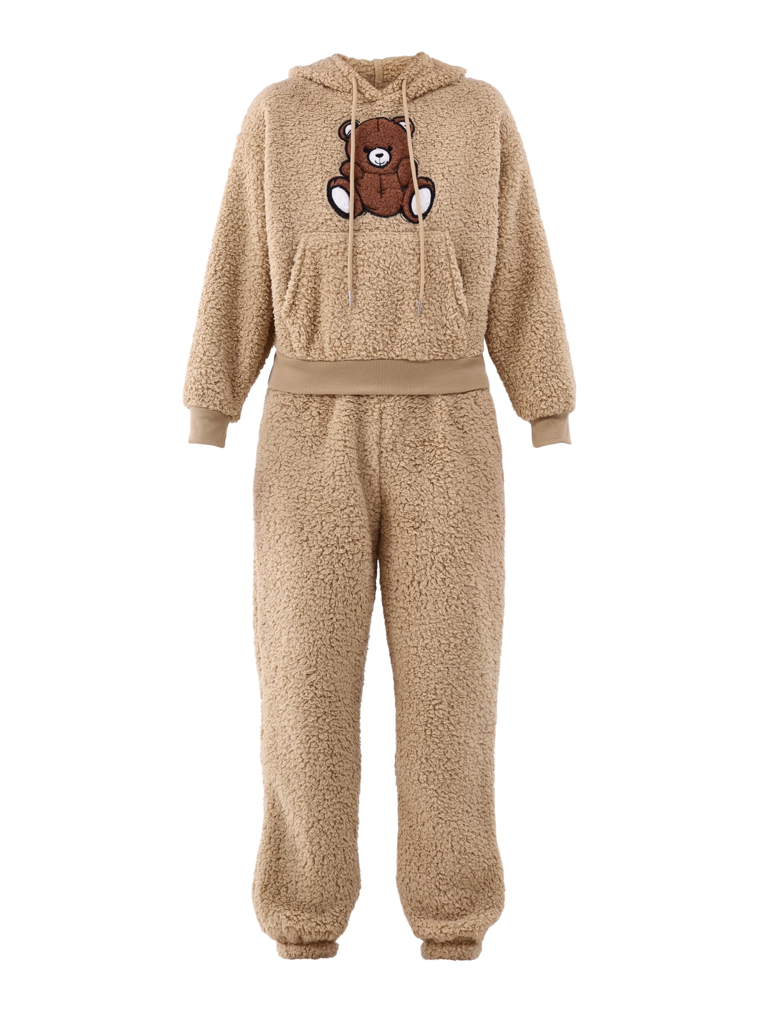 No Boundaries Teddy Fleece Hoodie and Joggers Set, 2-Piece, Women's and Women's Plus
