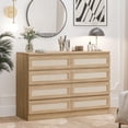 thumbnail image 6 of TROPOW 8 Drawer Double Dresser for Bedroom, Rattan Chest of Dressers, Modern Wooden Dresser Chest, Beside Table for Closet, Nursery, Living Room and Entryway, Natural, 6 of 7
