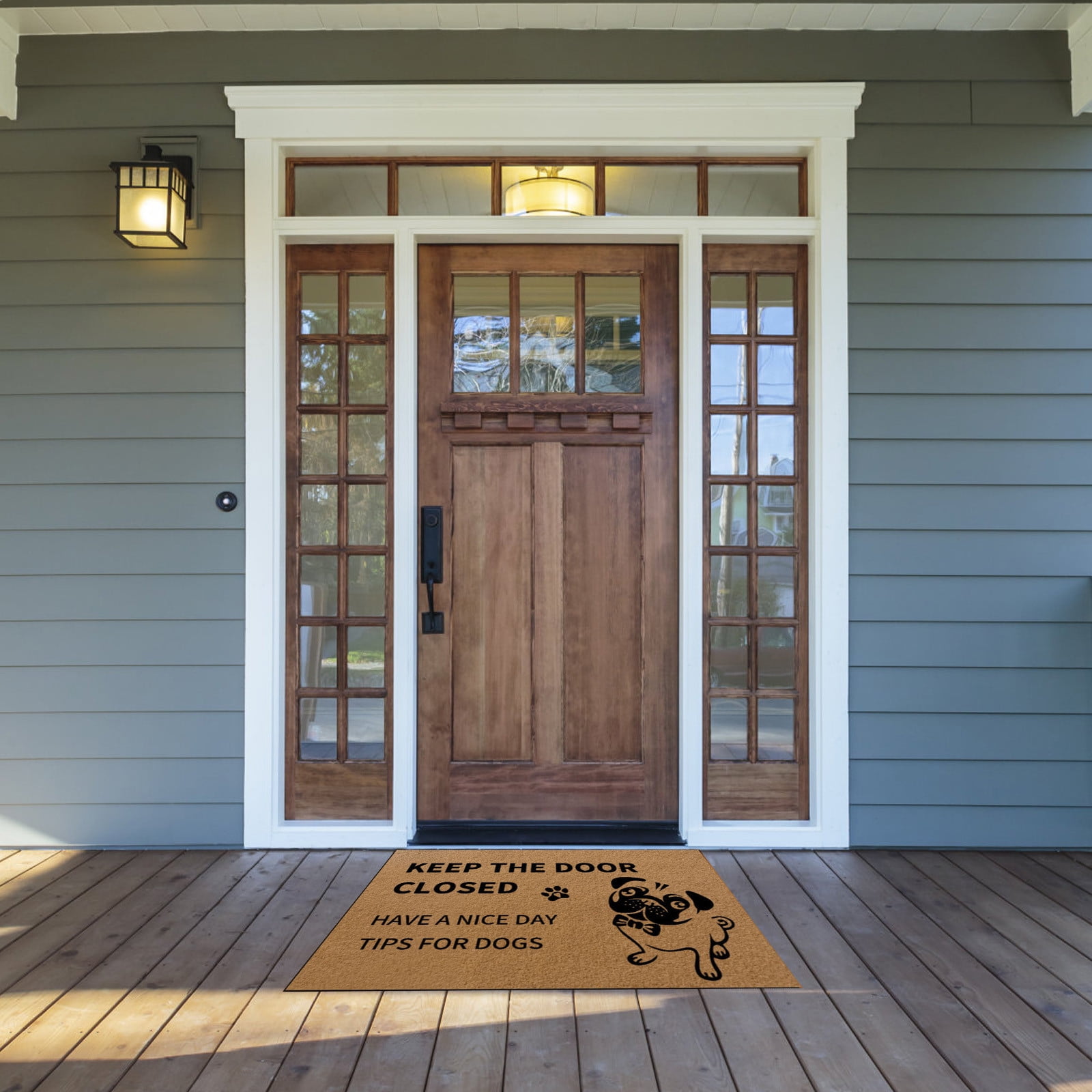 E Welcome Mat Coir Doormat Outdoor Entrance Artificial Fiber Non Slip Front Porch Patio Mat Decorative Heavy Duty Durable Indoor Outdoor Rug Easy Clean Shake Off 27.55X17.7X0.51In