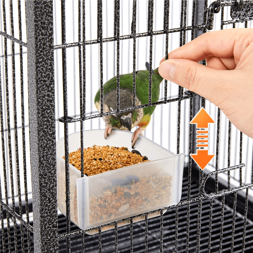 Renwick 40in Metal Parrot House Open Top Bird Cage for Small with Rolling Stand, Black