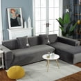 thumbnail image 3 of CJC Sectional Couch Covers, Velvet Stretch L Shape Sofa Covers, 2pcs Sofa Slipcovers for 3 + 4 Seaters Sectional Chaise Slipcover for Pets Kids, Dark Grey, 3 of 12