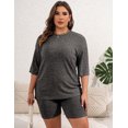 thumbnail image 4 of Avidlove Women Plus Size Pajamas Set Ribbed Knit 2 Piece Lounge Sets T-shirt with Biker Shorts Matching Outfits Loungewear Sweatsuits, 4 of 5