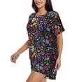 thumbnail image 2 of Fuzoiu Flowers And Birds Print Women's Short-Sleeved Pajama Set,Lounge Sleepwear Set,Womens Pajama Sets 2 Piece,Button-Up Top and Shorts with Pockets-XX-Large, 2 of 7