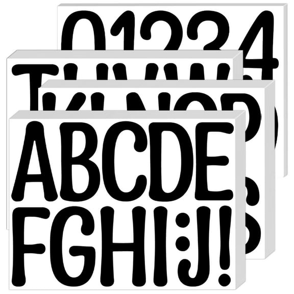 Sinekong 42 Sheets Letter Stickers Large Alphabet Number Sticker 4 Inch for Bulletin Board Mailbox Classroom Decor (Black)