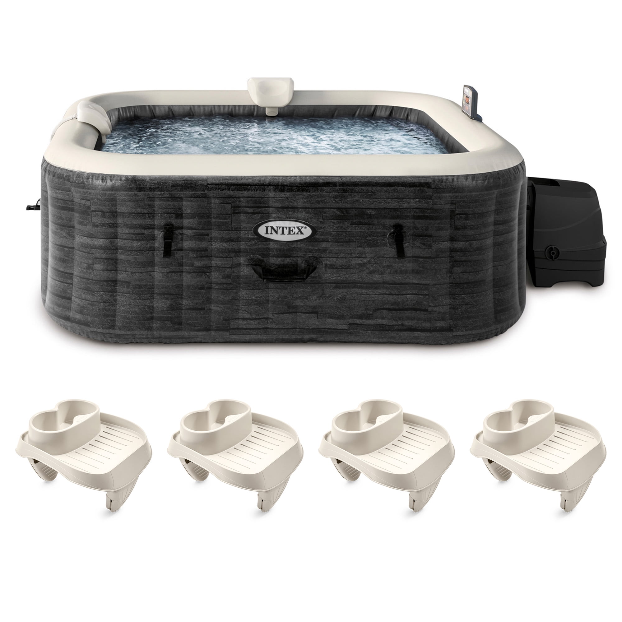 Intex PureSpa Greystone Deluxe Spa Set, 140 Bubble Jets, 69