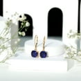 thumbnail image 3 of Rosec Jewels Cushion Cut Created Blue Sapphire Solitaire Drop Earrings for Women - 8 mm, 10K Yellow Gold, 3 of 7