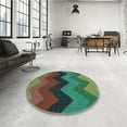 thumbnail image 4 of Ahgly Company Machine Washable Indoor Round Transitional Dark Brown Area Rugs, 3' Round, 4 of 7