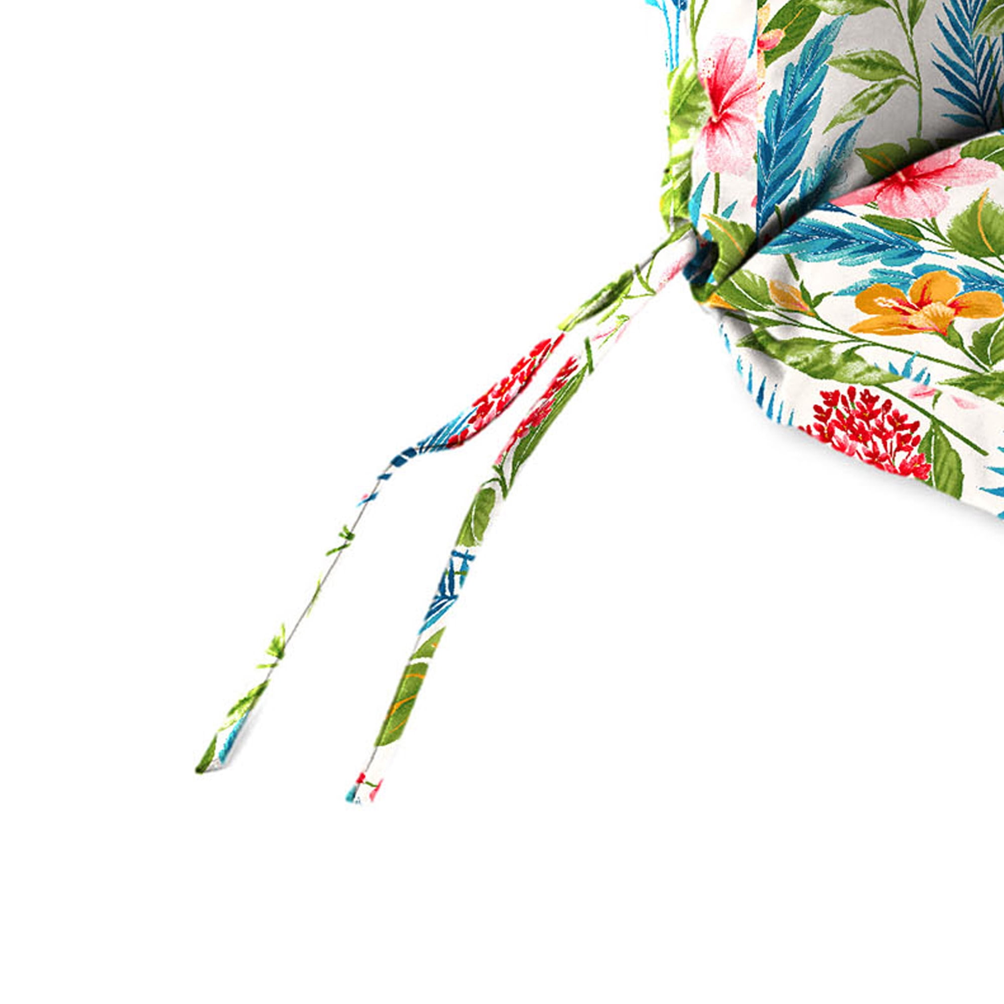 Jordan Manufacturing 45" x 22" Carena Multi White Floral Rectangular Outdoor Chair Cushion with Ties and Hanger Loop (2 Pack)