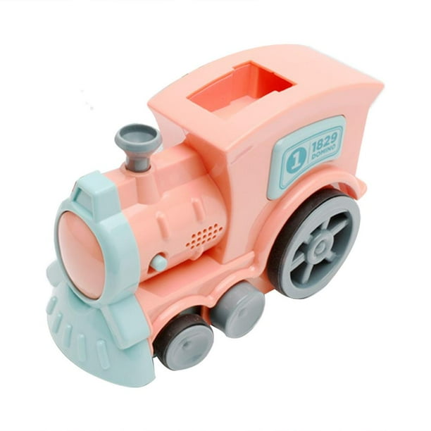 Kits de tren de dominó eléctrico de colocación automática de ladrillos Montessori para niños (rosa) Tmvgtek libre de BPA