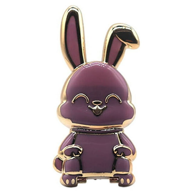 ZheElen Universal Fingers Ring Phone Holder Tabletop Rabbit Cellphone Cute Bracket Adhesive Pull Support Frame for Decor Home Purple