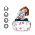 thumbnail image 2 of Flower Storage Toy Bag Chair, Hibiscus Bloom Flowers on a Plain Background with Floral Patterns in Country Style, Stuffed Animal Organizer Washable Bag, Large Size, Pink White, by Ambesonne, 2 of 3