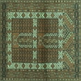 thumbnail image 1 of Ahgly Company Indoor Square Southwestern Turquoise Blue Country Area Rugs, 4' Square, 1 of 4