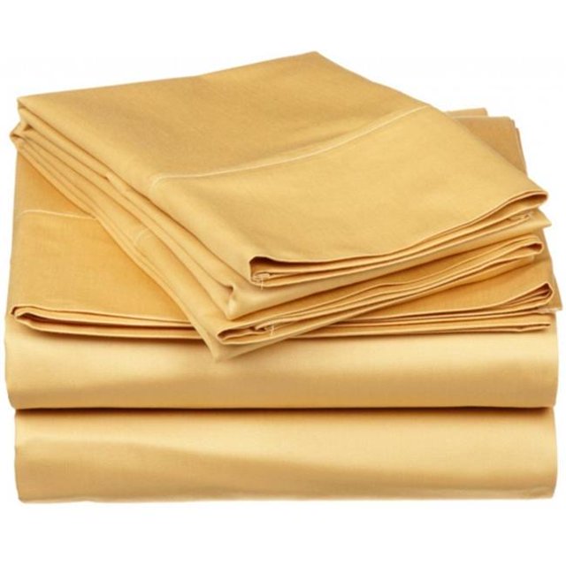 530 Thread Count Egyptian Cotton Queen Sheet Set Solid Gold