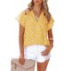 thumbnail image 1 of Las mujeres Blusa de gasa con cuello en V manga corta suelta ajuste cómodo camisa Casual Top para el uso diario amarillo L, 1 of 4